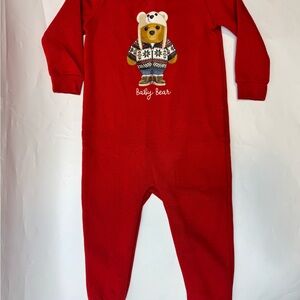 Ralph Lauren Red Baby Bear Fleece one piece